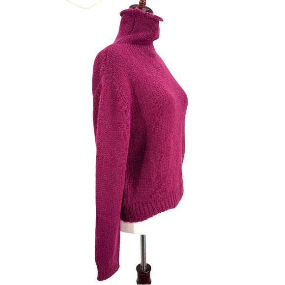 NIU Sweater Womens S Pink Chunky Knit Italian Alpaca Wool High Neck Warm Cozy - Picture 7 of 15